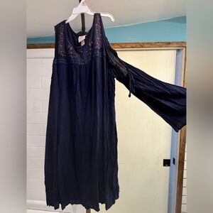 Knox Rose Navy Blue Embroidered Boho Dress